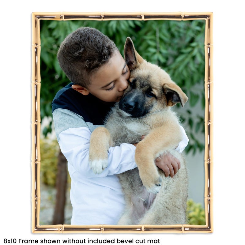 Lawrence Frames Bamboo Design Metal Frame, 8x10, Matted 5x7, Gold - Image 2